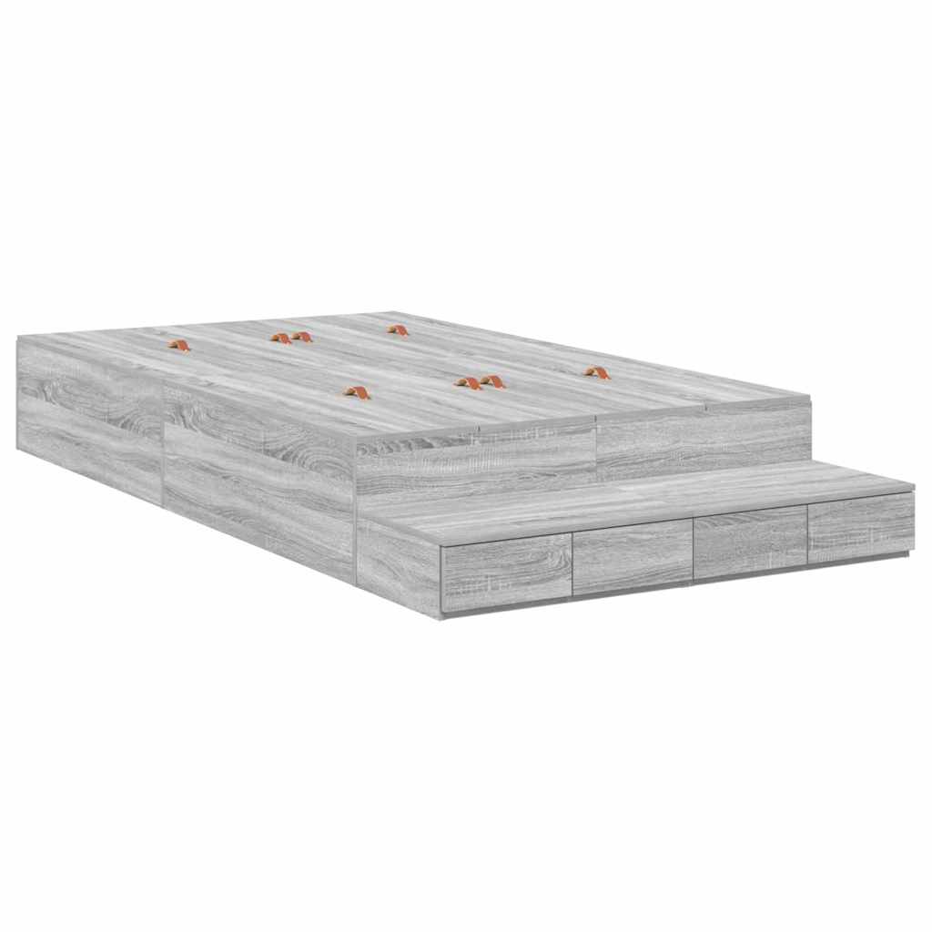 Krevet s ladicama Siva Sonoma 120 cm Konstruirano drvo