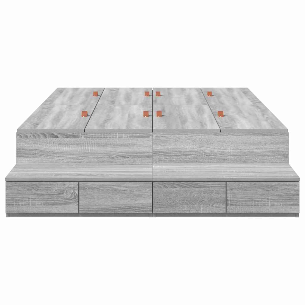 Krevet s ladicama Siva Sonoma 120 cm Konstruirano drvo
