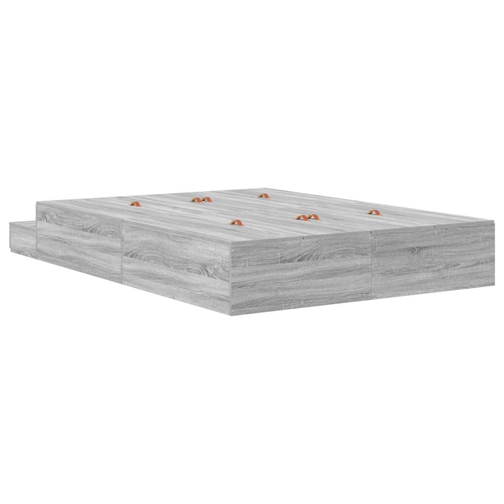 Krevet s ladicama Siva Sonoma 140 cm Konstruirano drvo