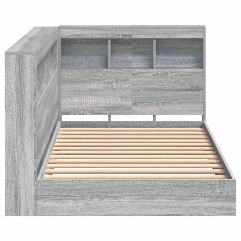 Krevet s policama s uzglavljem Sivi hrast sonoma 100 x 200 cm