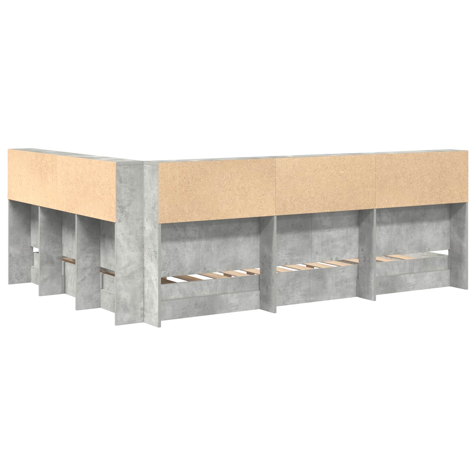Krevet s policama Beton siva 140 x 200 cm Konstruirano drvo