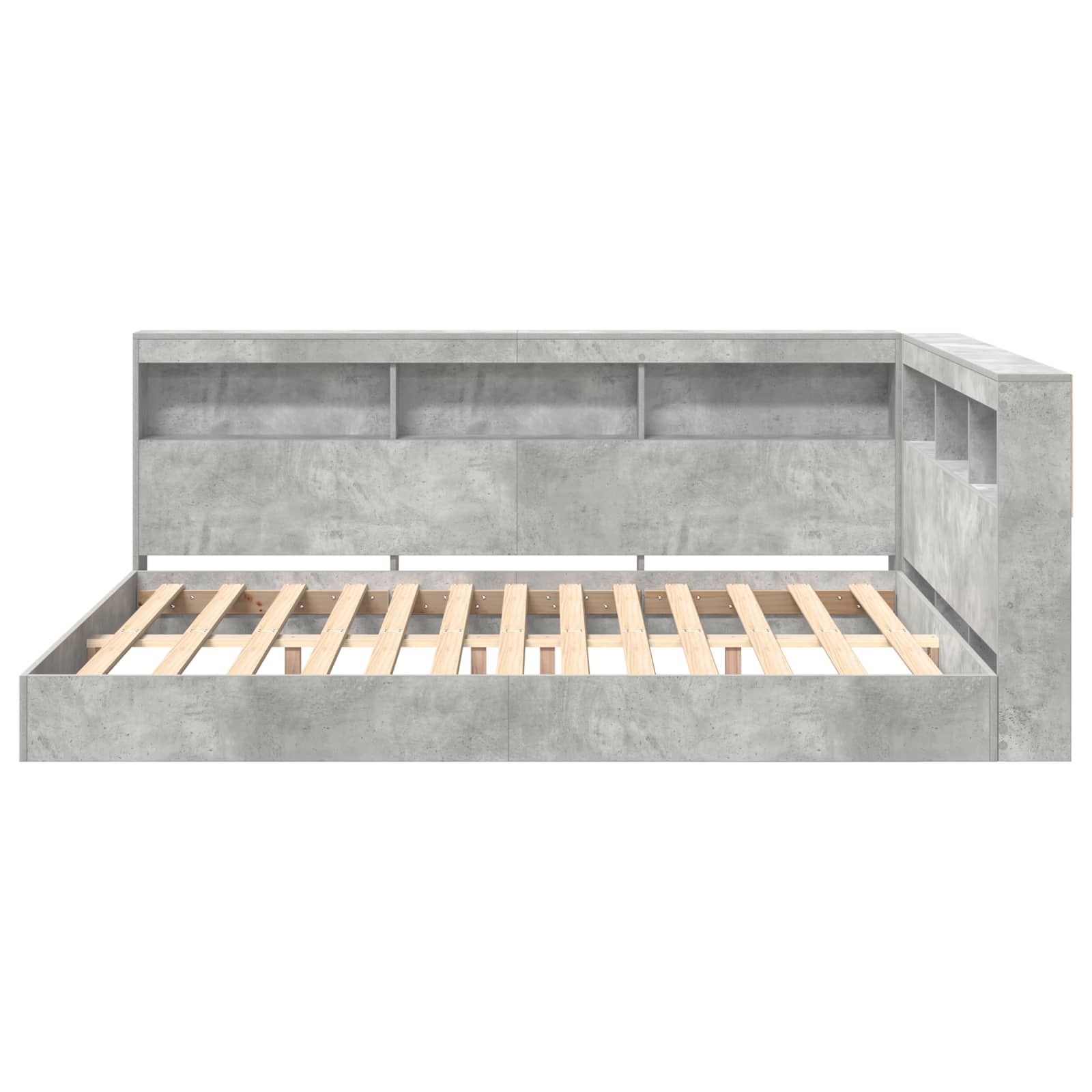 Krevet s policama Beton siva 140 x 200 cm Konstruirano drvo