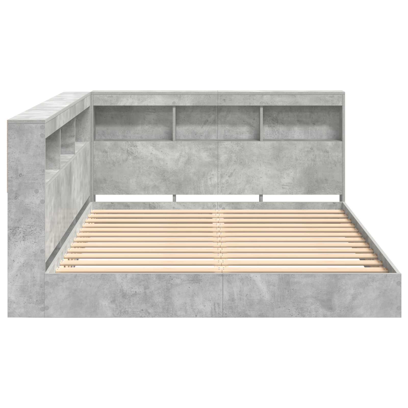 Krevet s policama Beton siva 140 x 200 cm Konstruirano drvo