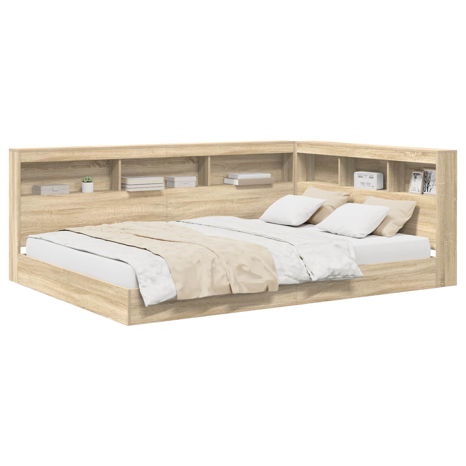 Krevet s policama sonoma hrast 160 x 200 cm Konstruirano drvo