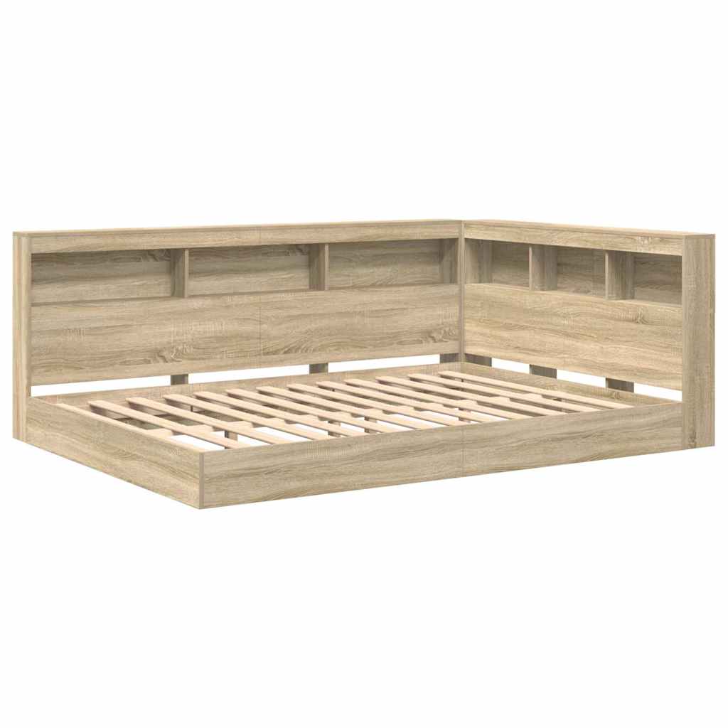 Krevet s policama sonoma hrast 160 x 200 cm Konstruirano drvo