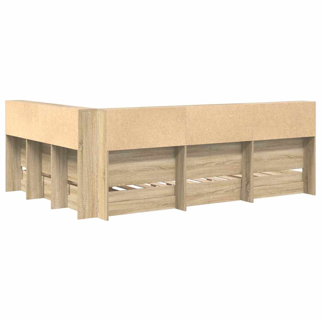 Krevet s policama sonoma hrast 160 x 200 cm Konstruirano drvo