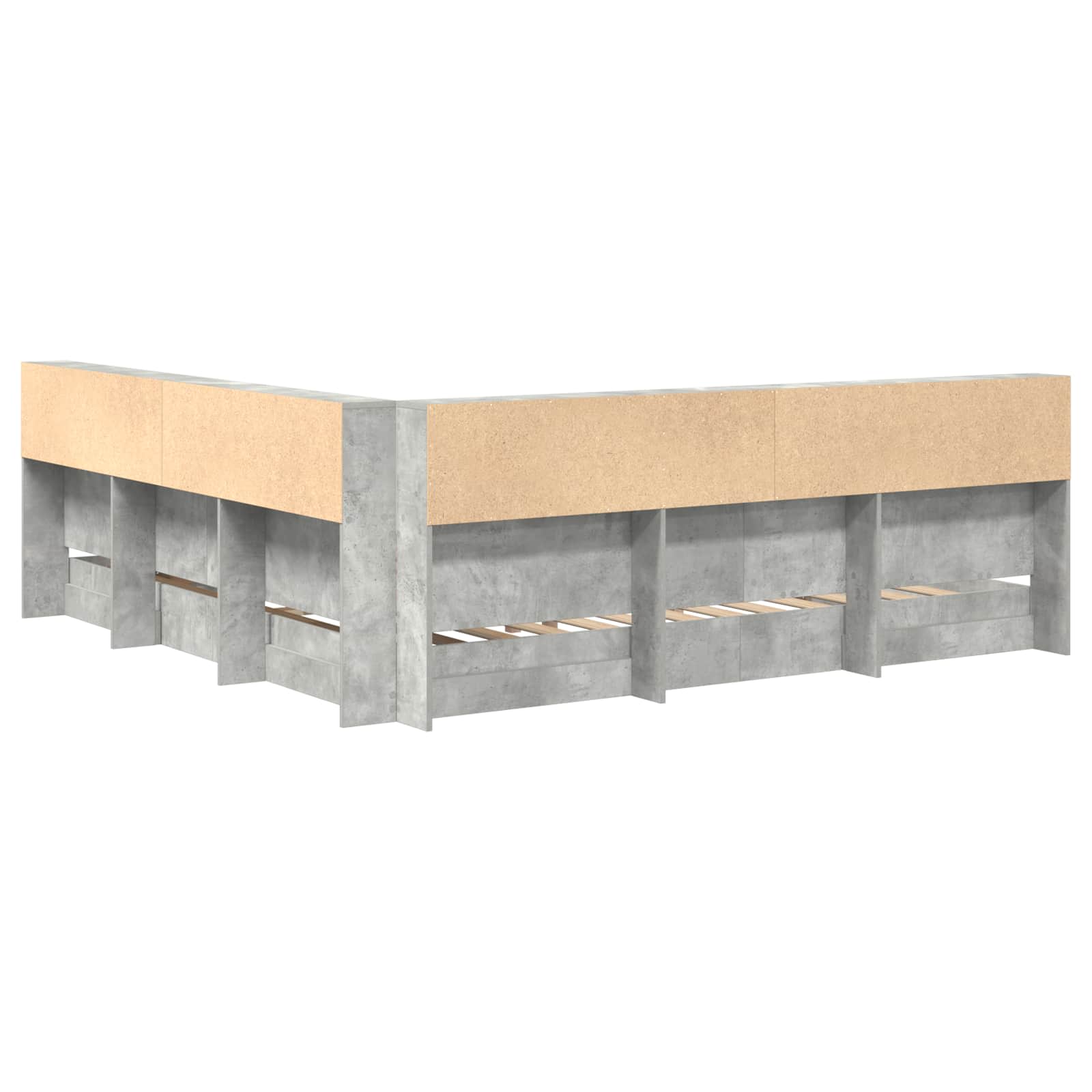 Krevet s policama Beton siva 180 x 200 cm Konstruirano drvo