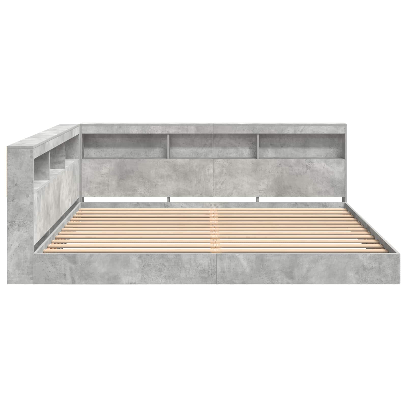 Krevet s policama Beton siva 180 x 200 cm Konstruirano drvo