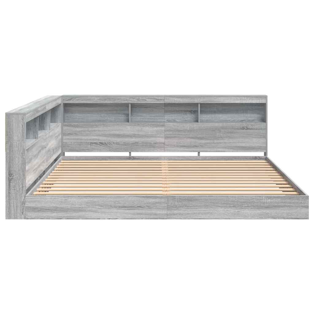 Krevet s policama s uzglavljem Sivi hrast sonoma 180 x 200 cm