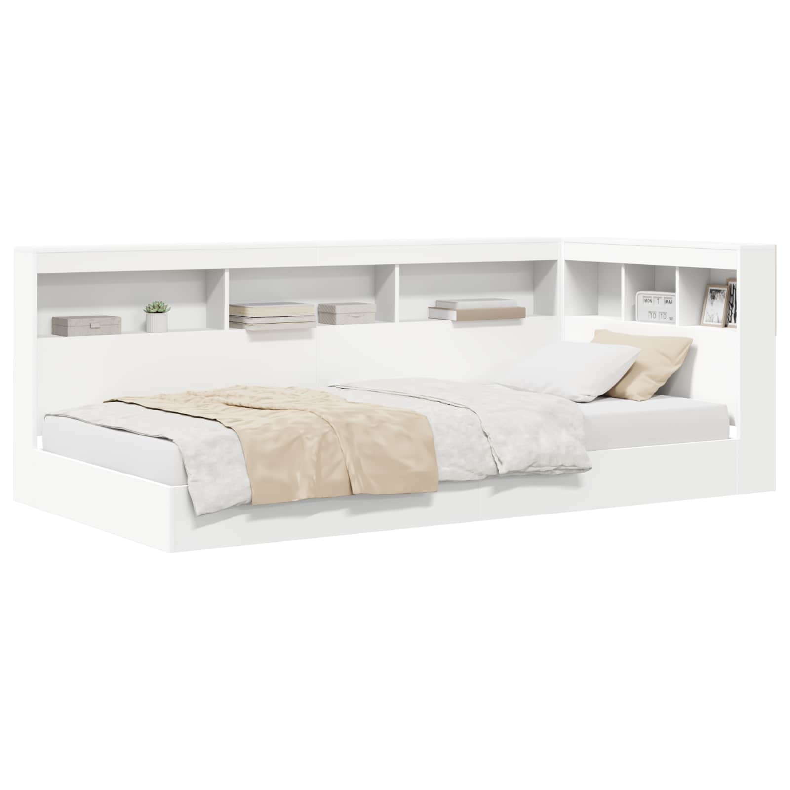 Krevet s policama Bijelo 90 x 190 cm Konstruirano drvo
