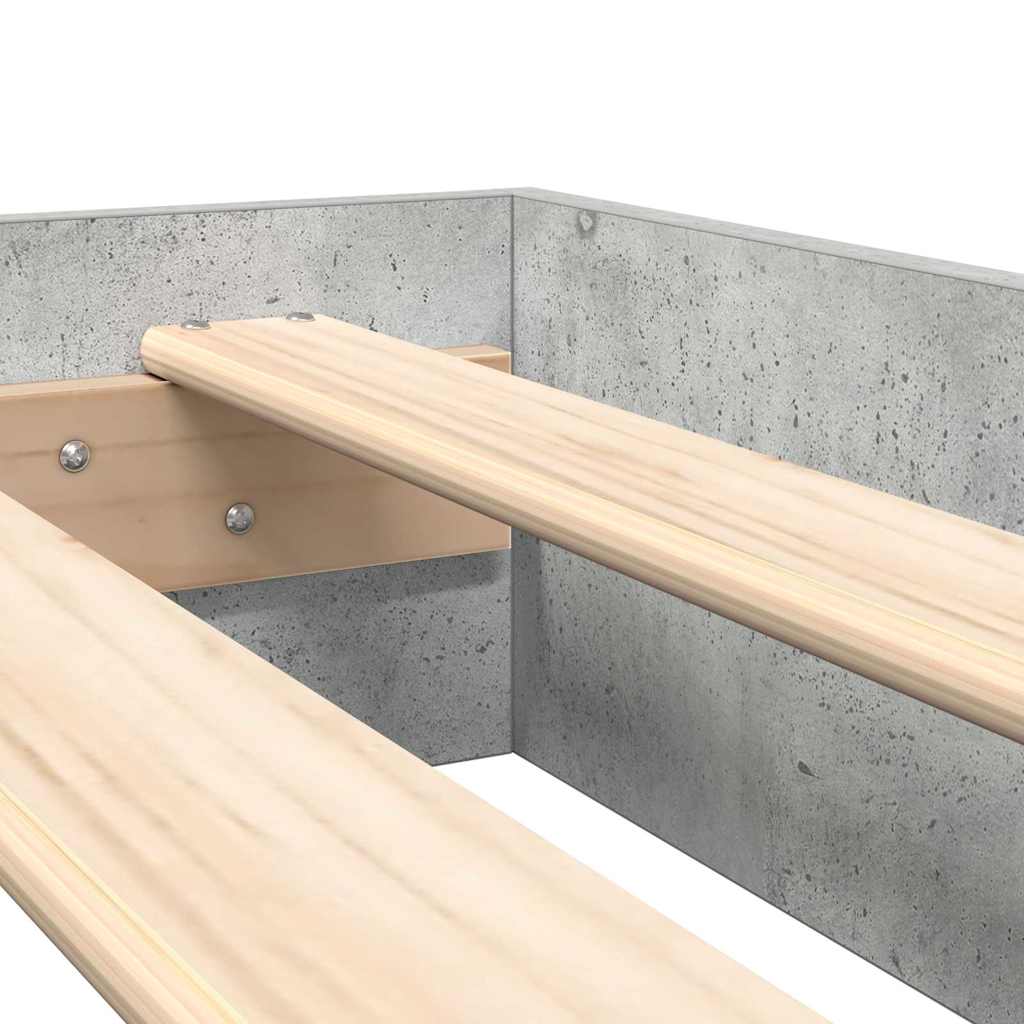 Krevet s policama Betonski sivi 75 x 190 cm Konstruirano drvo