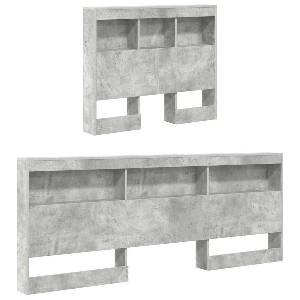 Krevet s policama Betonski sivi 75 x 190 cm Konstruirano drvo