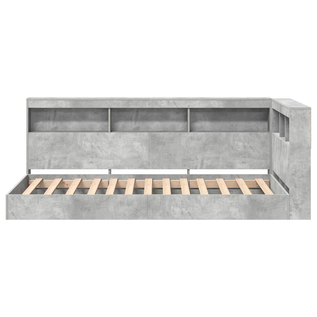 Krevet s policama Betonski sivi 75 x 190 cm Konstruirano drvo