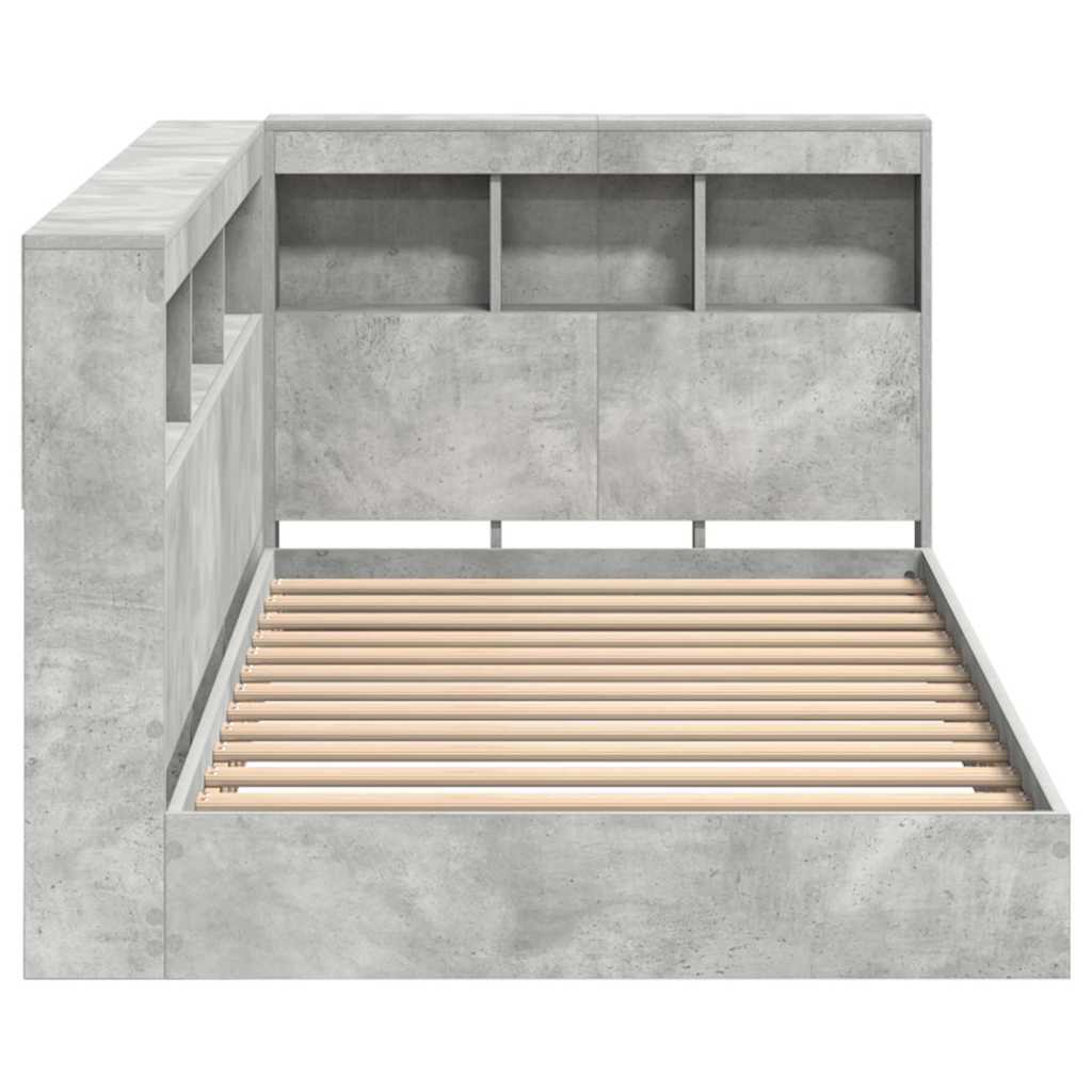 Krevet s policama Betonski sivi 75 x 190 cm Konstruirano drvo