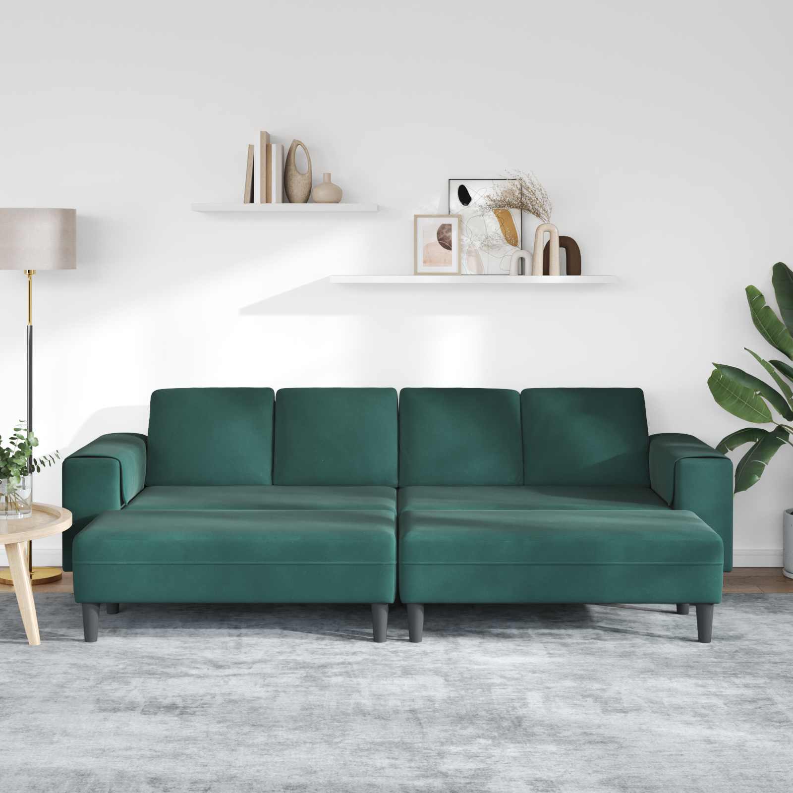 Kauč za dnevni boravak 3 pcs Tamnozelena 250 x 188 x 76 cm