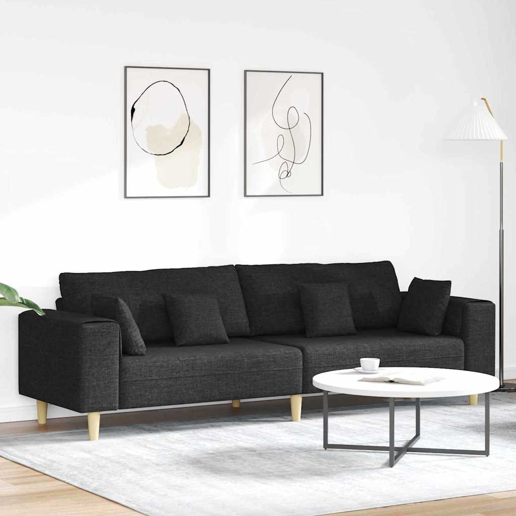 Sofa s jastukom Crna 250 x 77 x 76 cm tkanina