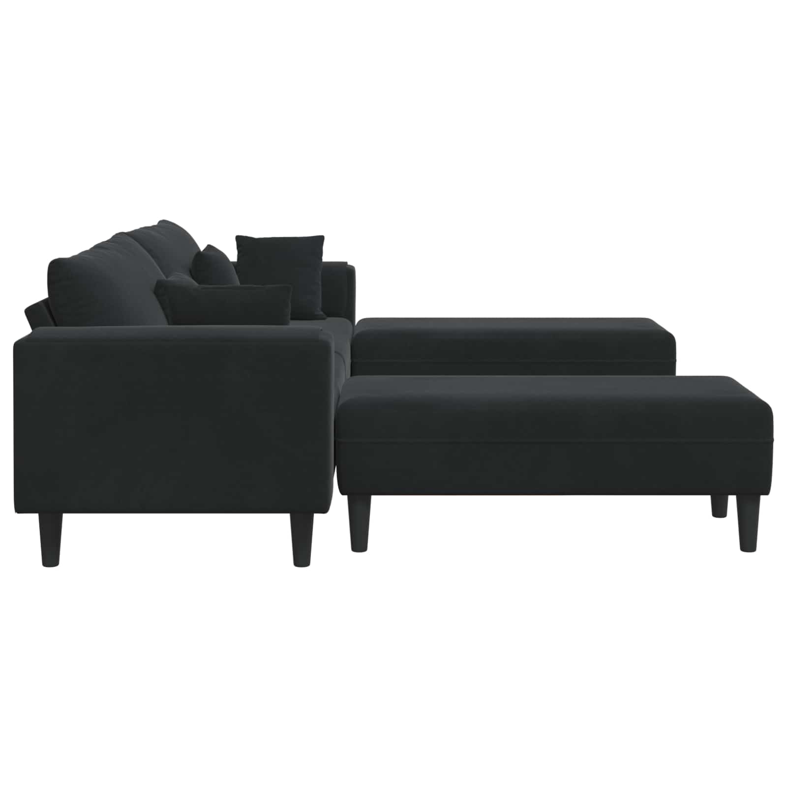 Sofa 3 pcs Crna 250 x 188 x 76 cm Baršun