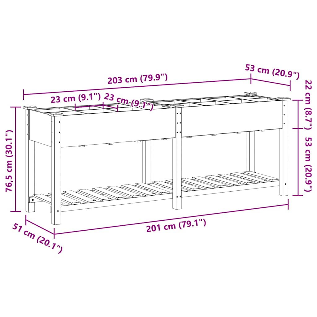 Vrtna saksija Bež 203,5 x 53 x 76,5 cm Čvrsto drvo jele