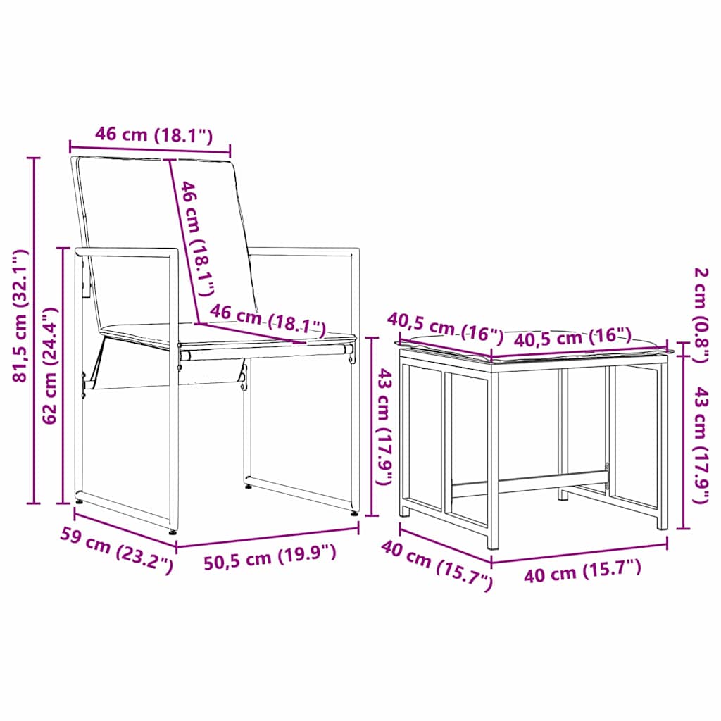 Vrtni set za objed 13 pcs Crna Čelik