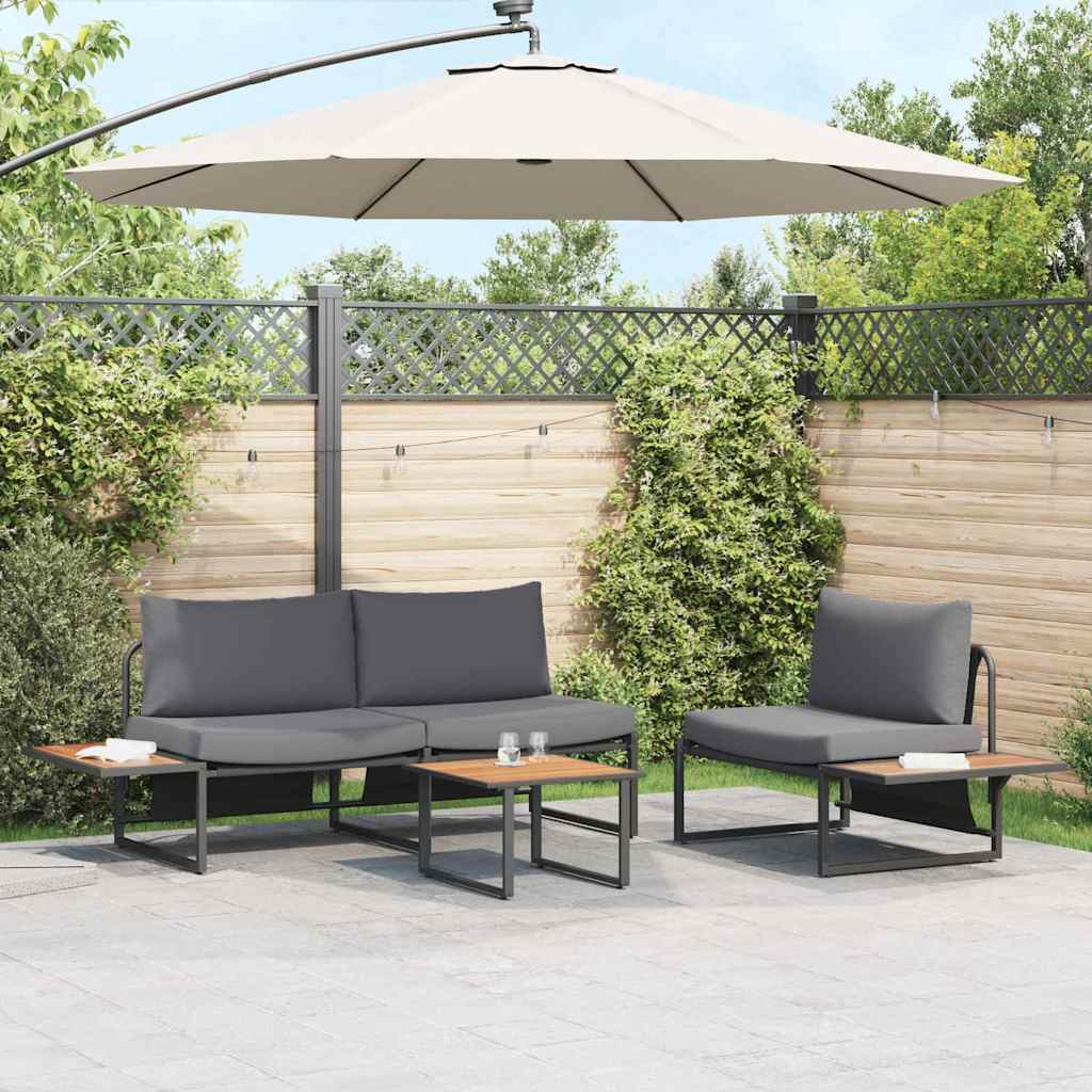 Vrtni set za objed 3 pcs Antracit Čelik