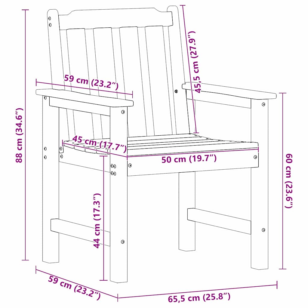Vrtna stolica 4 pcs Crna 65.5 x 59 x 88 cm Polietilen