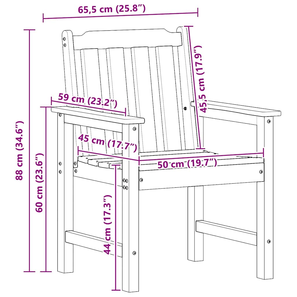 Vrtna stolica 6 pcs Bijelo 65.5 x 59 x 88 cm Polietilen