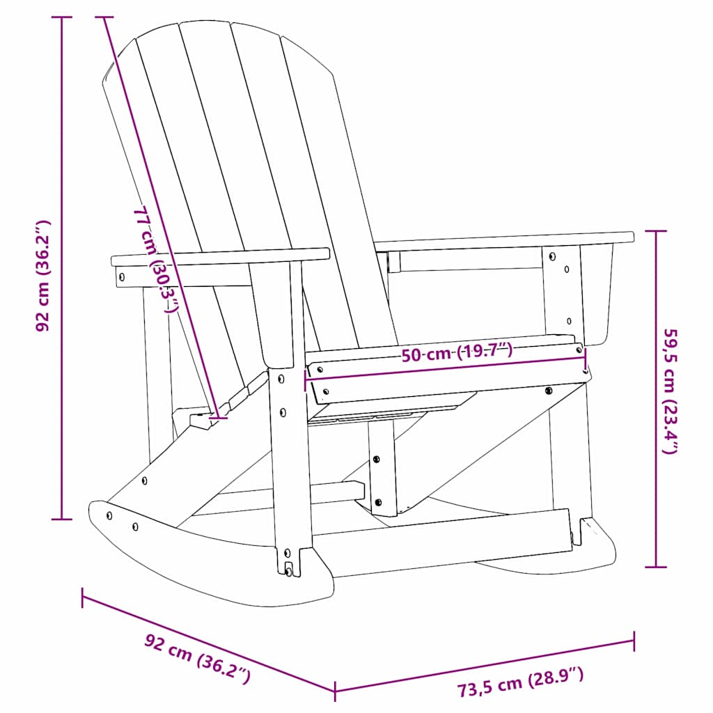 Adirondack ljuljačke 2 pcs Crna HDPE