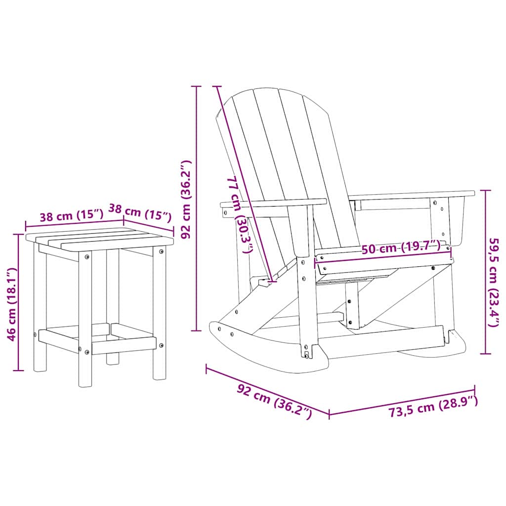 Set lounge namještaja za vrt 3 pcs Bijelo HDPE