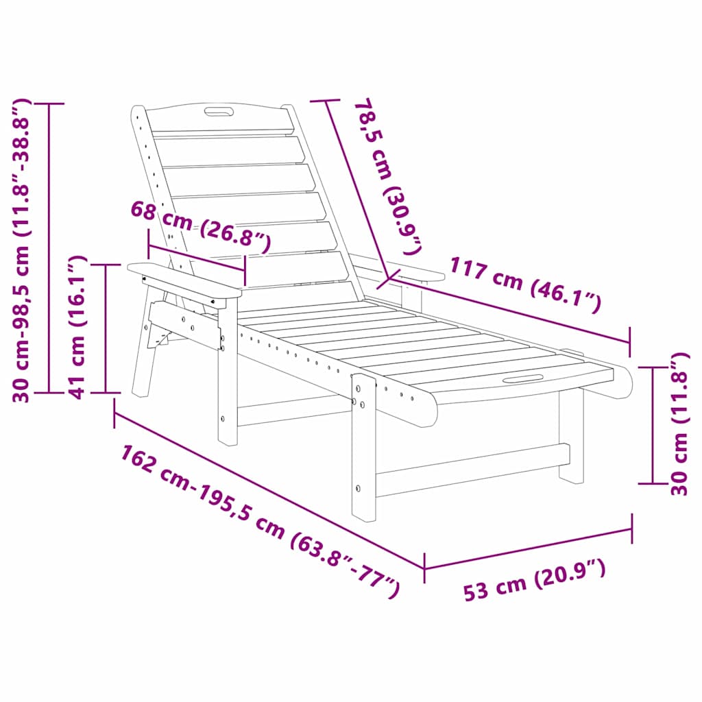 Ležaljka 2 pcs Mornarska 195,5 x 53 x 98,5 cm Polietilen
