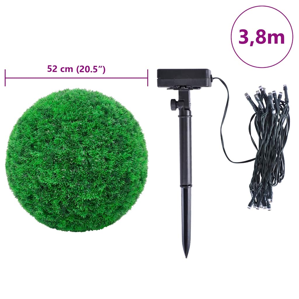 Umjetne kugle od šimšira s LED svjetlima 2 kom zelene 52 cm