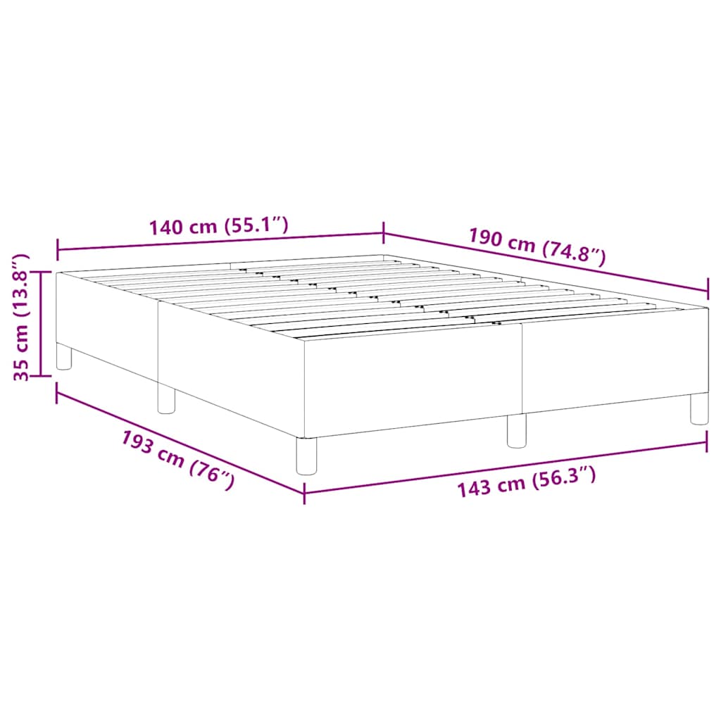 Krevet s opruga kutije Krem 140 x 190 cm Kordura tekstil