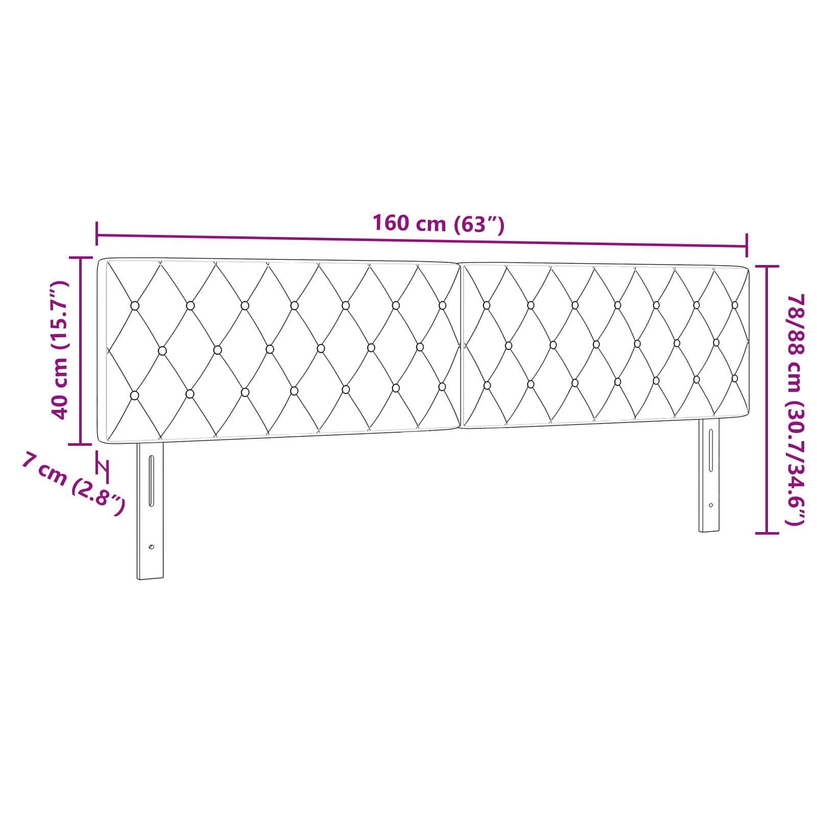 Uzglavlje Tamno siva 160 cm Baršun