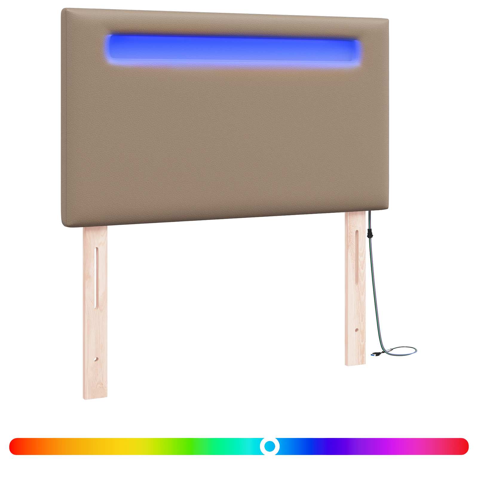 LED glava kreveta Boja cappuccina 90 cm Lažna koža