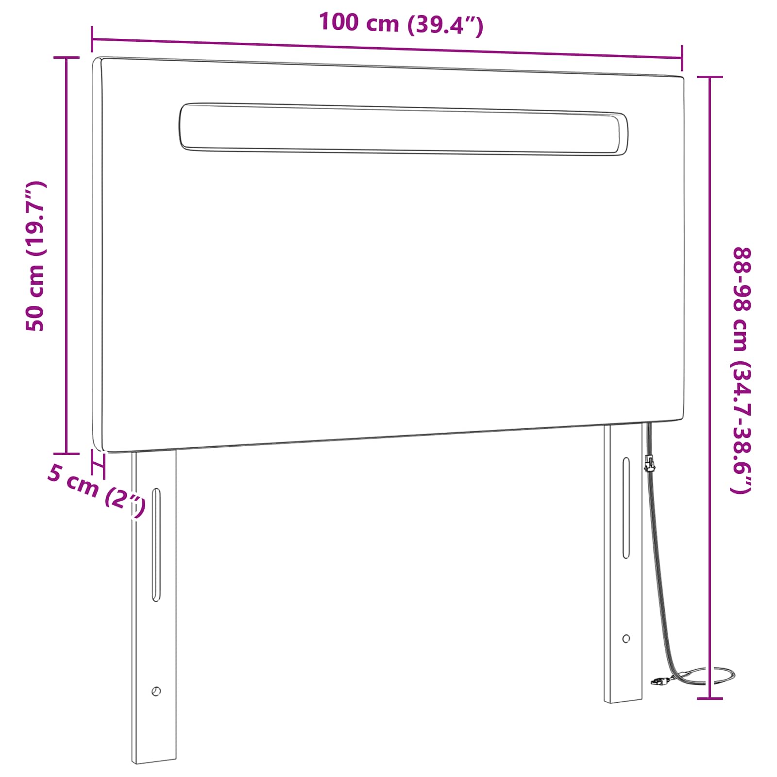 LED glava kreveta Bijelo 100 cm Lažna koža