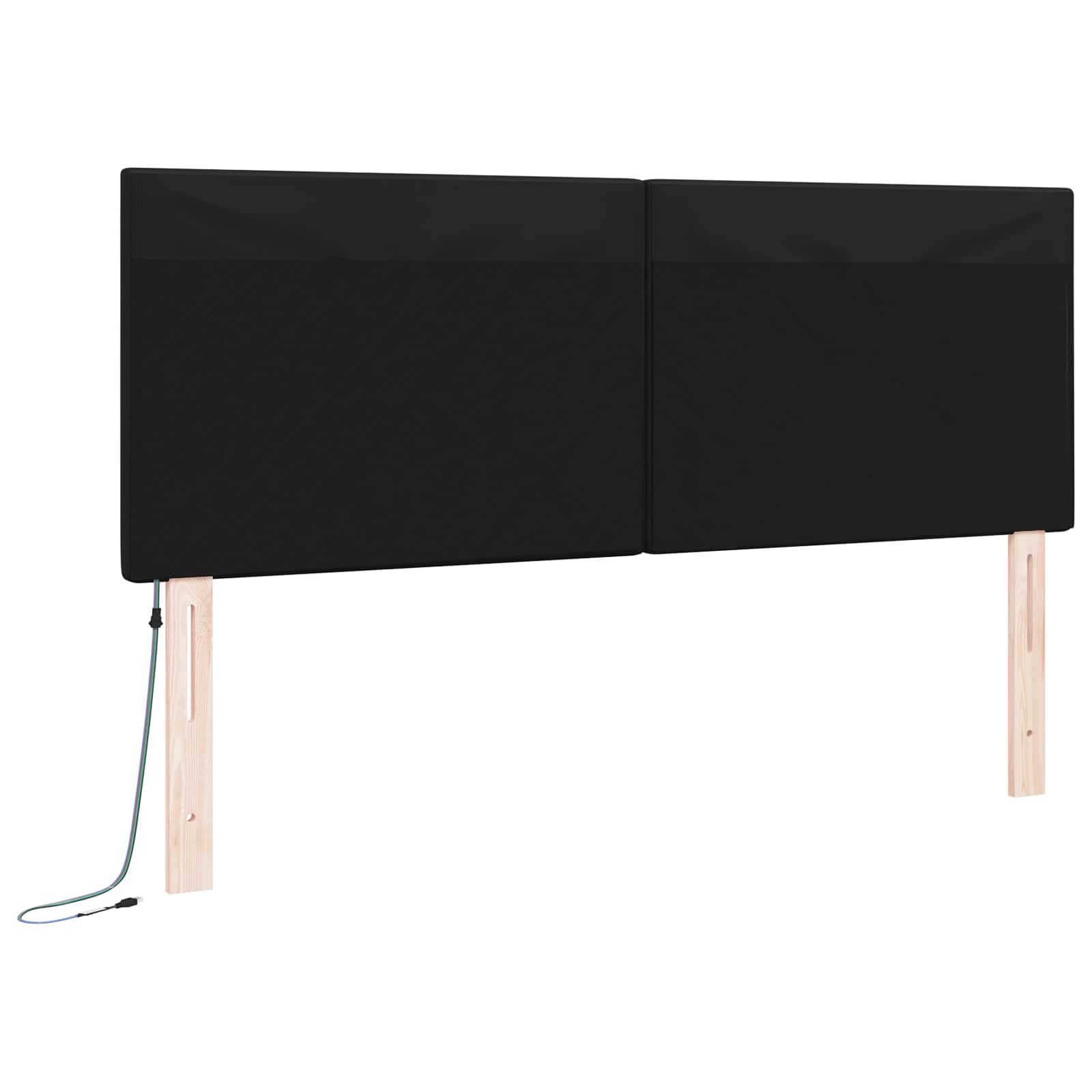 LED glava kreveta Crna 144 cm Lažna koža