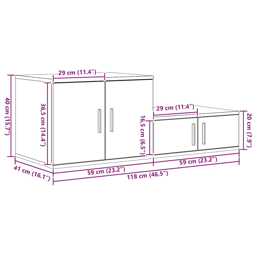 Ormarić za pohranu 2 pcs Staro drvo 118 x 41 x 40 cm