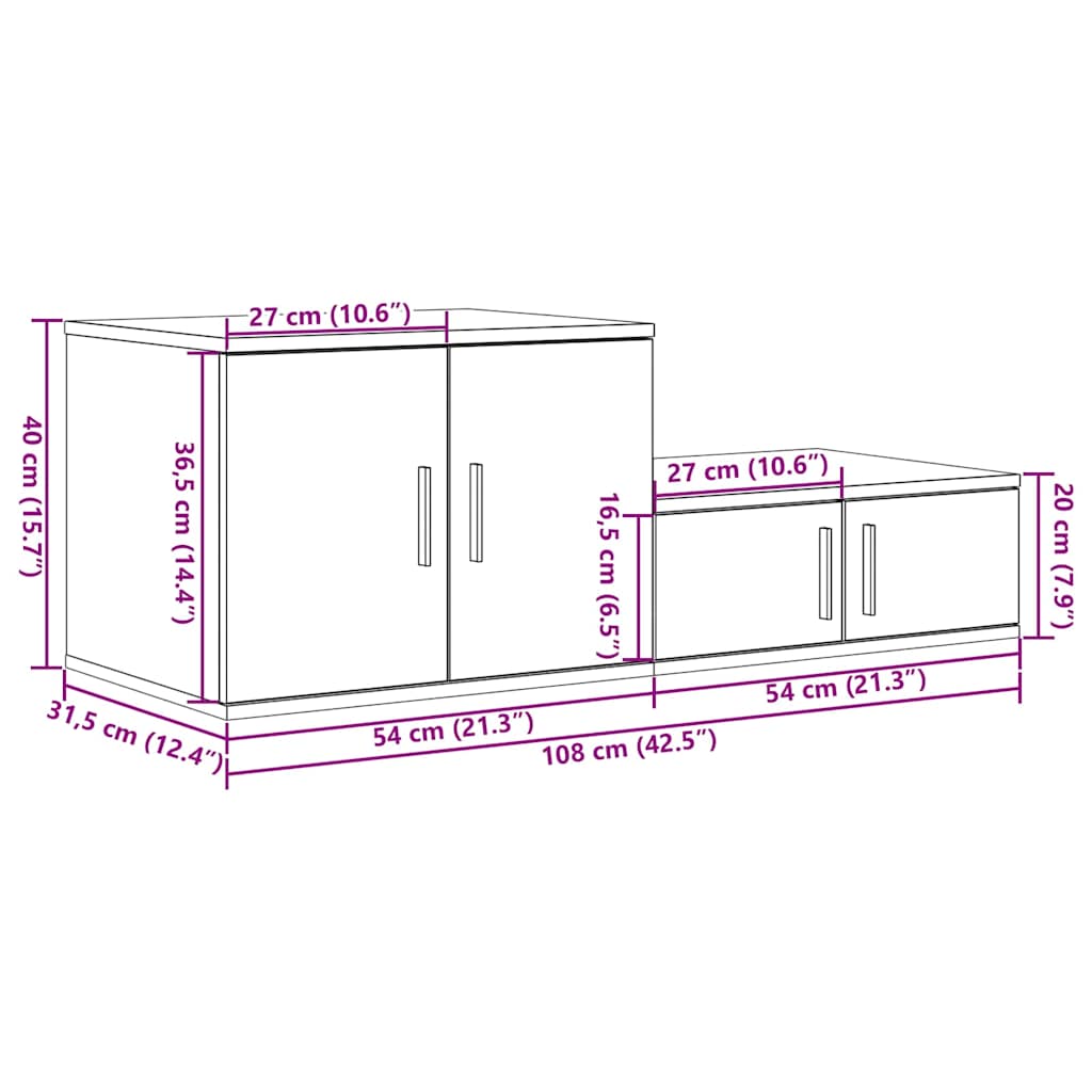 Ormarić za pohranu 2 pcs Crni hrast 108 x 41 x 40 cm