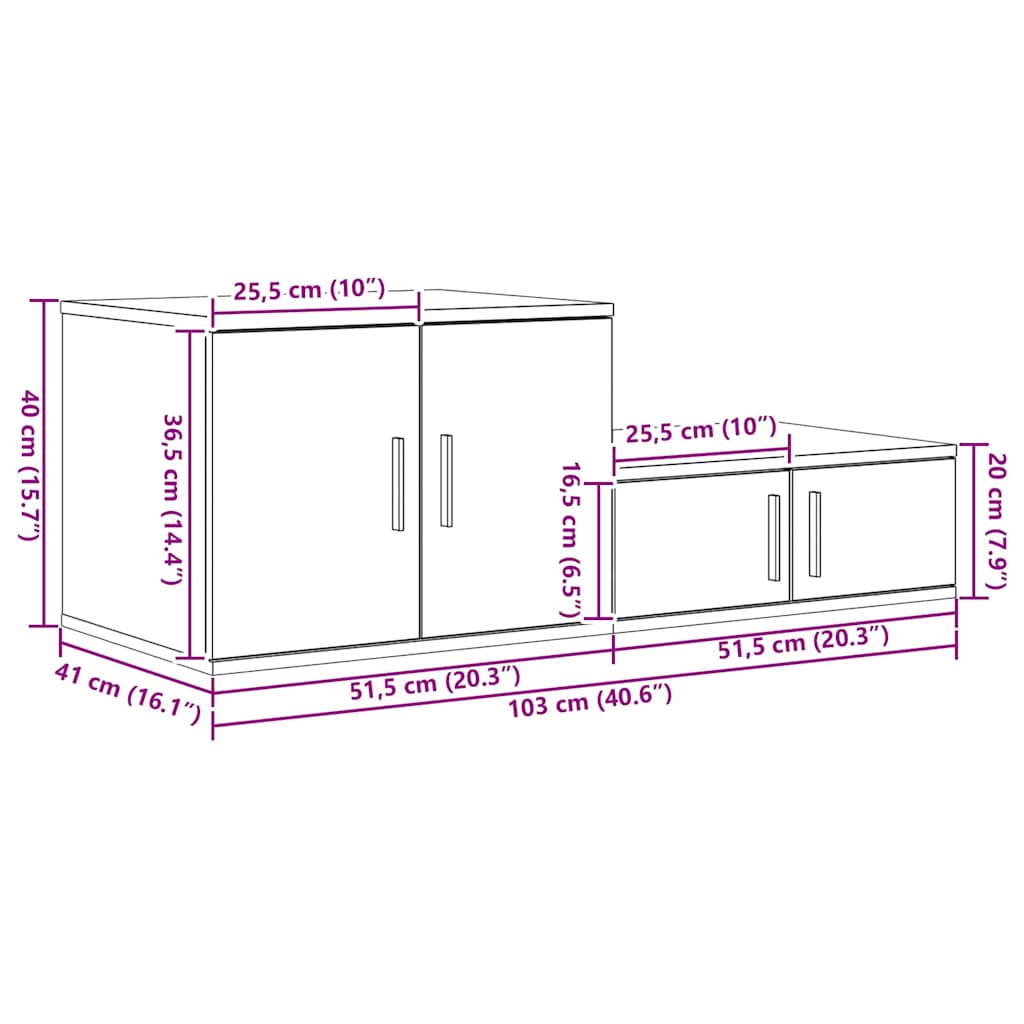 Ormarić za pohranu 2 pcs Sonoma hrast 103 x 41 x 40 cm