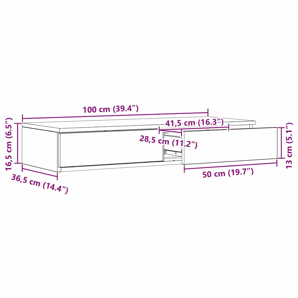Ladice za krevet s ladicama Crni hrast 100 x 36,5 x 16,5 cm