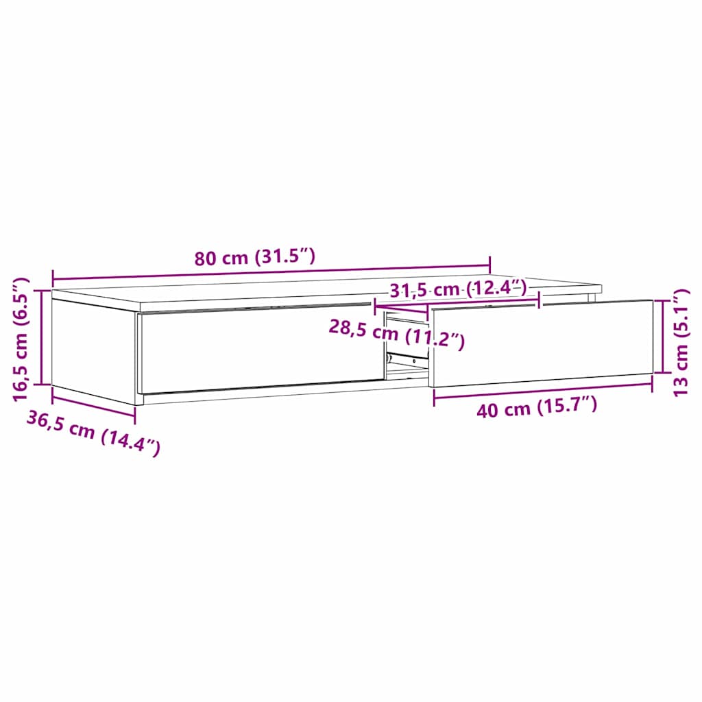 Ladice za krevet s ladicama Staro drvo 80 x 36,5 x 16,5 cm