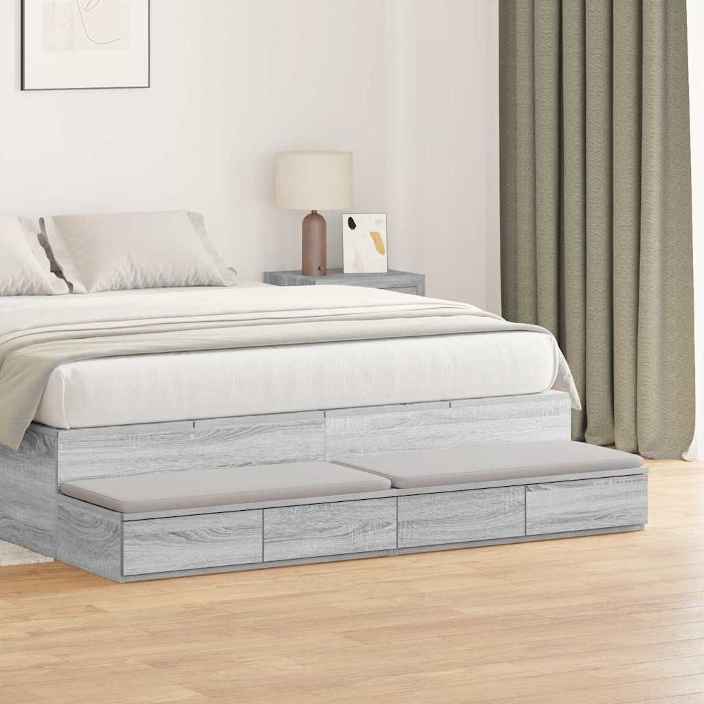Ladice za krevet s ladicama Siva Sonoma 140 x 36,5 x 16,5 cm