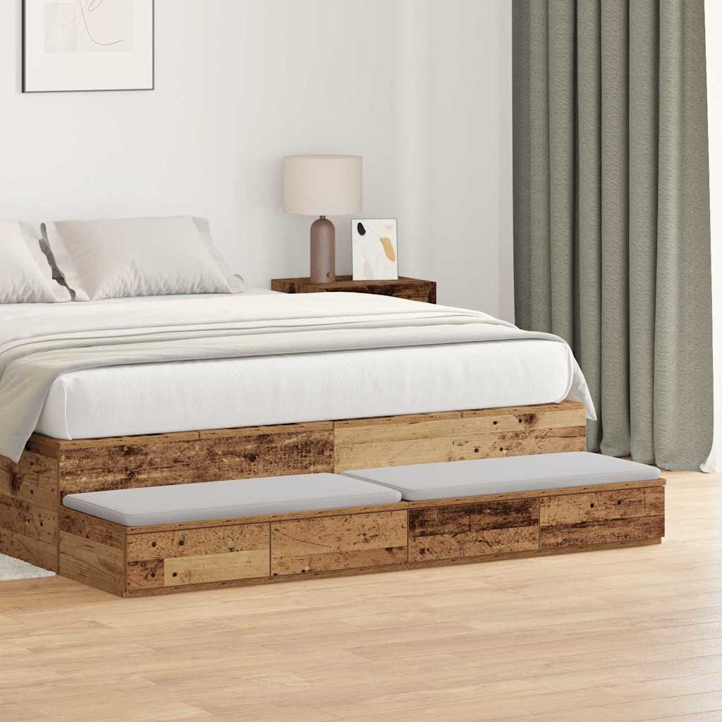 Ladice za krevet s ladicama Staro drvo 140 x 36,5 x 16,5 cm
