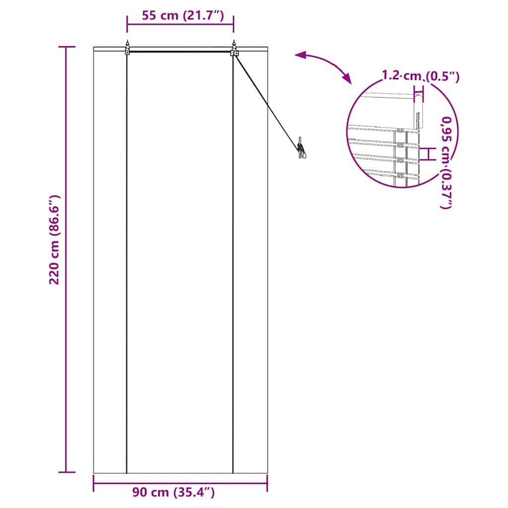 Rolo zavjesa sa zavjesama Smeđa 90 x 220 cm bambus