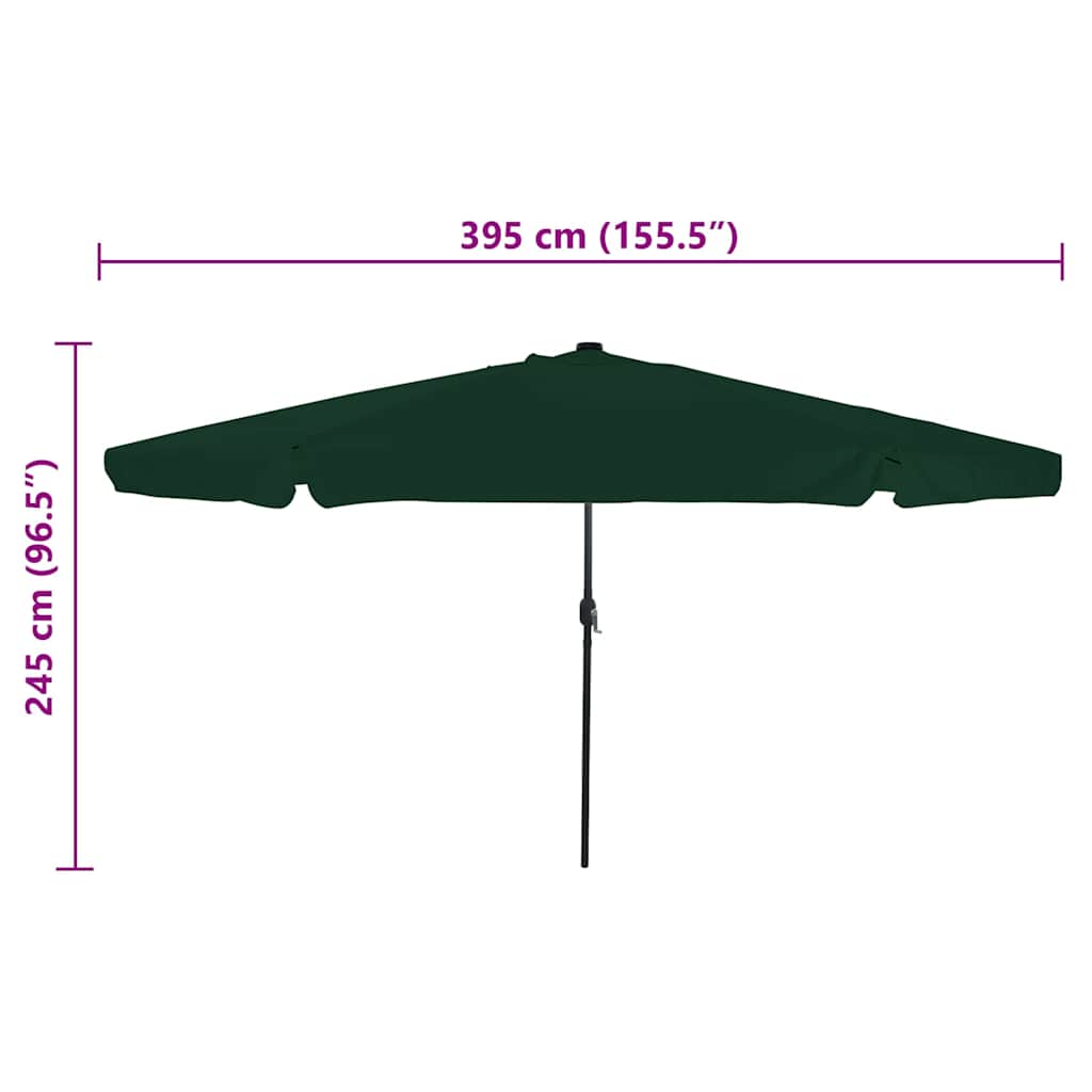 Vrtni suncobran Zelena 395 x 395 x 245 cm Poliester