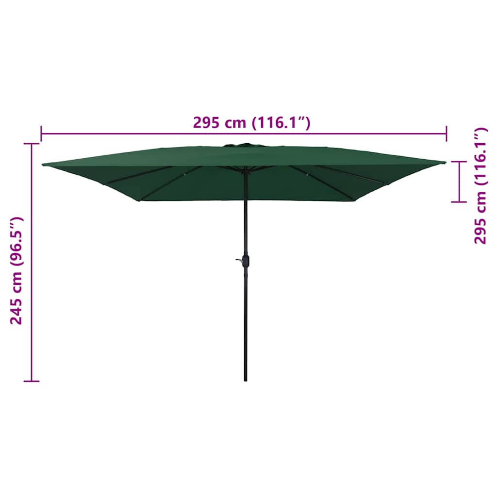 Vrtni suncobran Zelena 295 x 295 x 245 cm Poliester i čelik