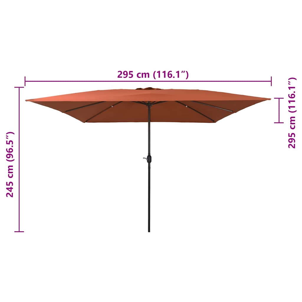 Vrtni suncobran Terakota 295 x 295 x 245 cm Poliester i čelik