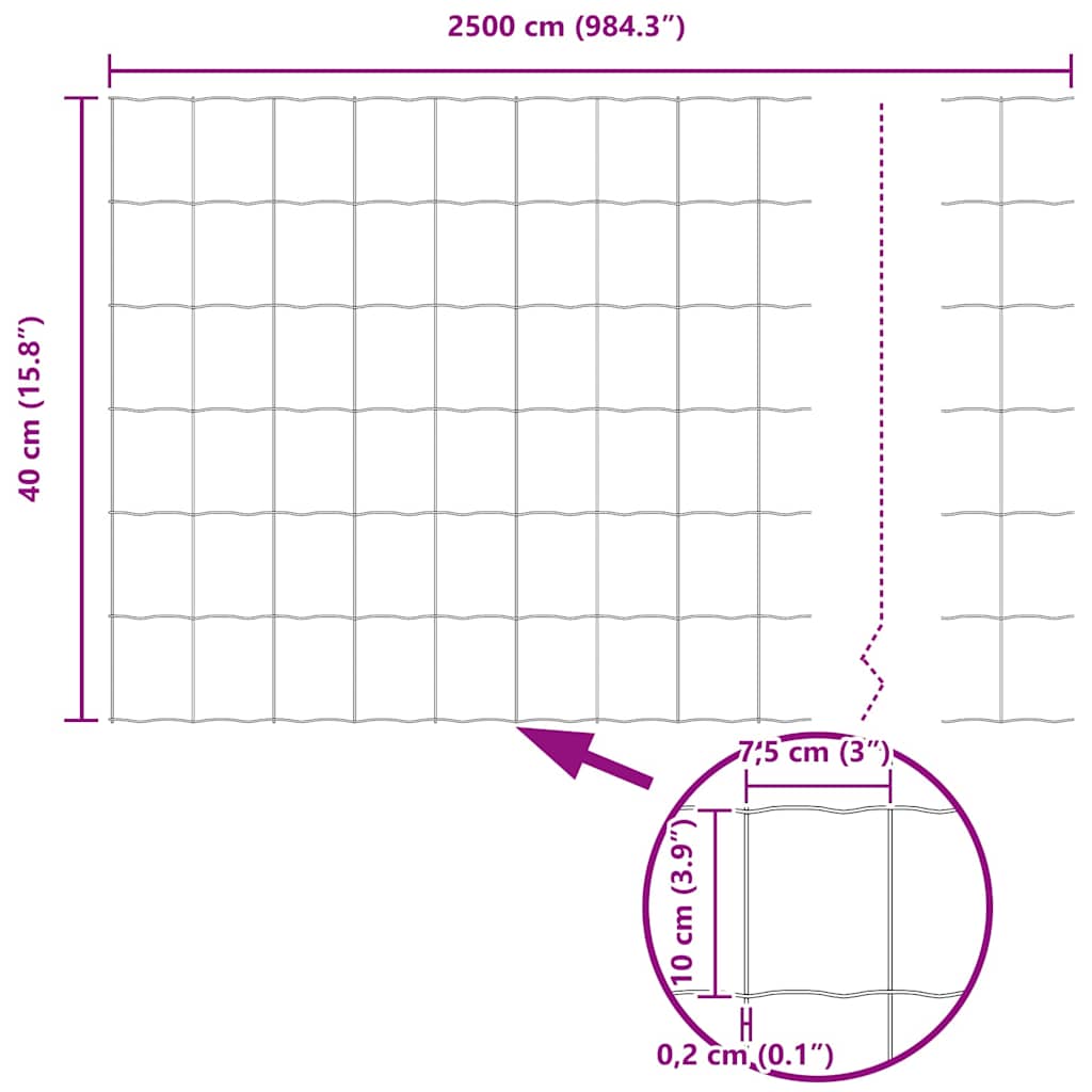 Euro ograda Siva 0.4 x 25 m Željezo prekriveno PVC-om