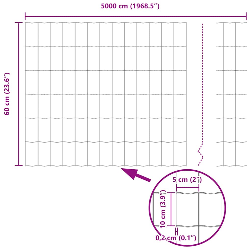 Euro ograda Siva 0,6 x 50 m Željezo prekriveno PVC-om