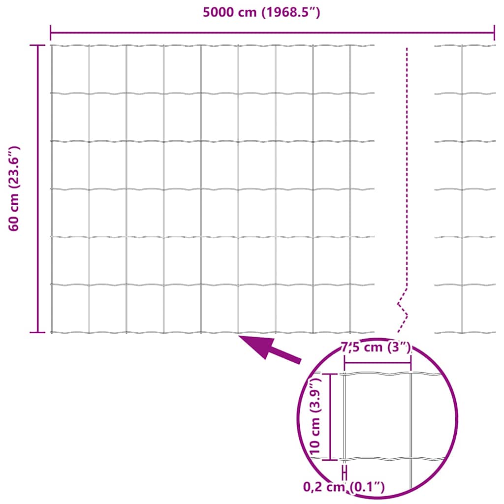 Euro ograda Siva 0,6 x 50 m Željezo prekriveno PVC-om