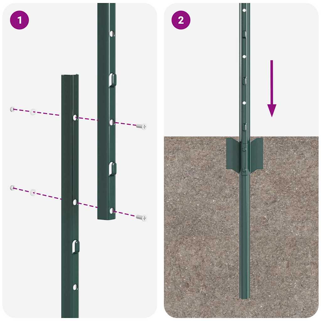 Stup za ogradu 22 pcs Zelena 160 cm Čelik